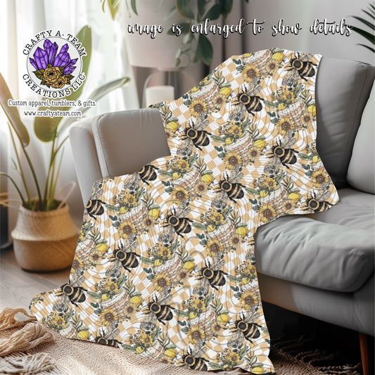 Lemon Cake Bees Throw Blanket