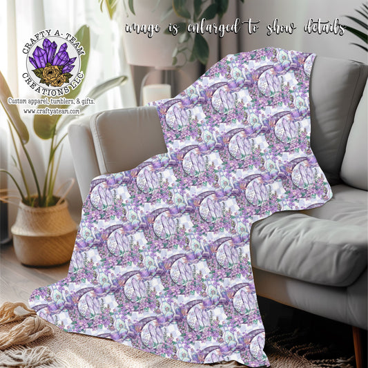 Floral moon Throw Blanket